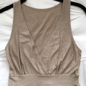 Gold Sleeveless Metallic Silk Top
